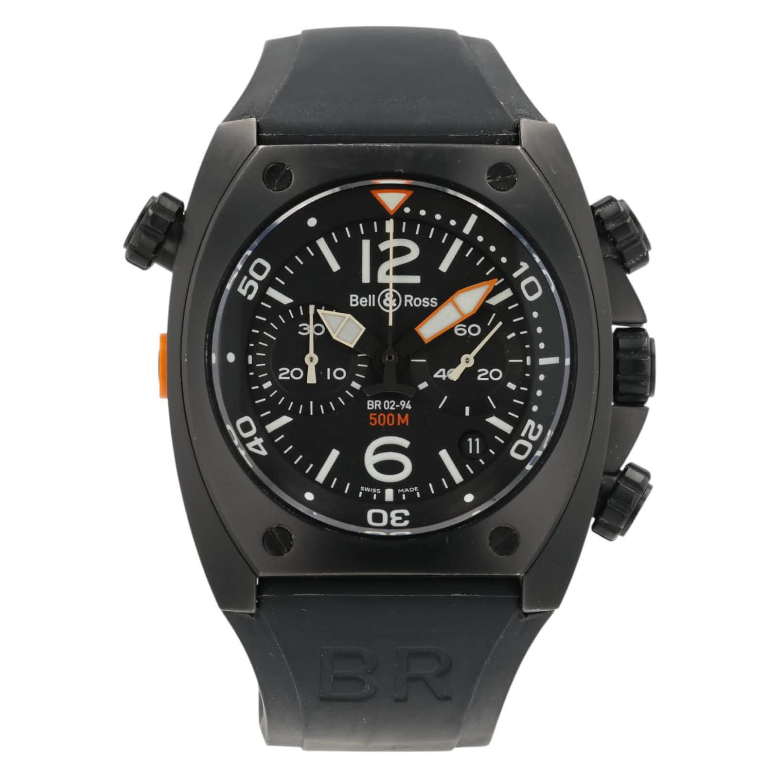 May be an image of digital watch and text that says '50 12 Bell BellRoss Bell& & Ross 60 10 20 IO - 20 00 BR02 94 500M 6 1명 Οε 11 0'