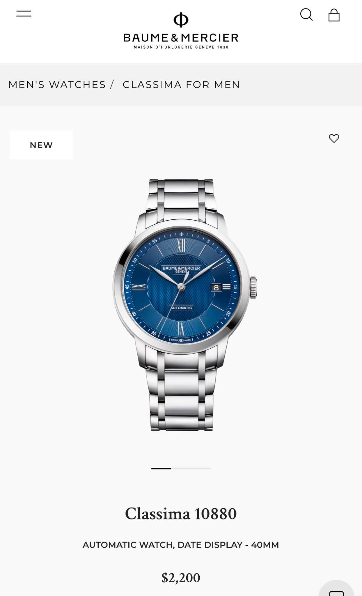 May be an image of digital watch and text that says 'BAUME BAUME&MERCIER MERCIER MAISON HORLOSERIE DENEVE 1830 MEN'S WATCHES/ CLASSIMA FOR MEN NEW I 55 50 BAUME AMERCIER 10 p 8 II…