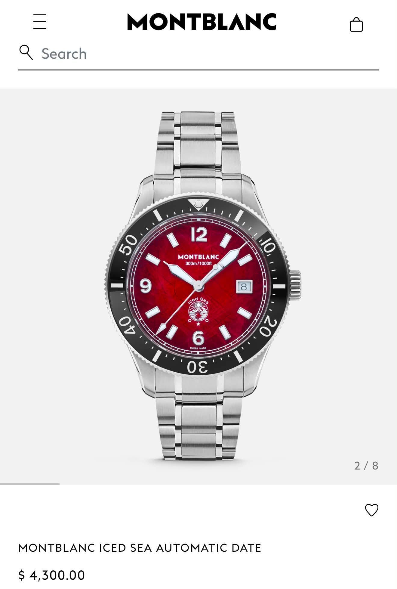 May be an image of wrist watch and text that says 'Search MONTBLANC 12 50 MONTBLANC LANC 10000 I 10 9 8 Sea /8 MONTBLANC ICED SEA AUTOMATIC DATE ,300.00'