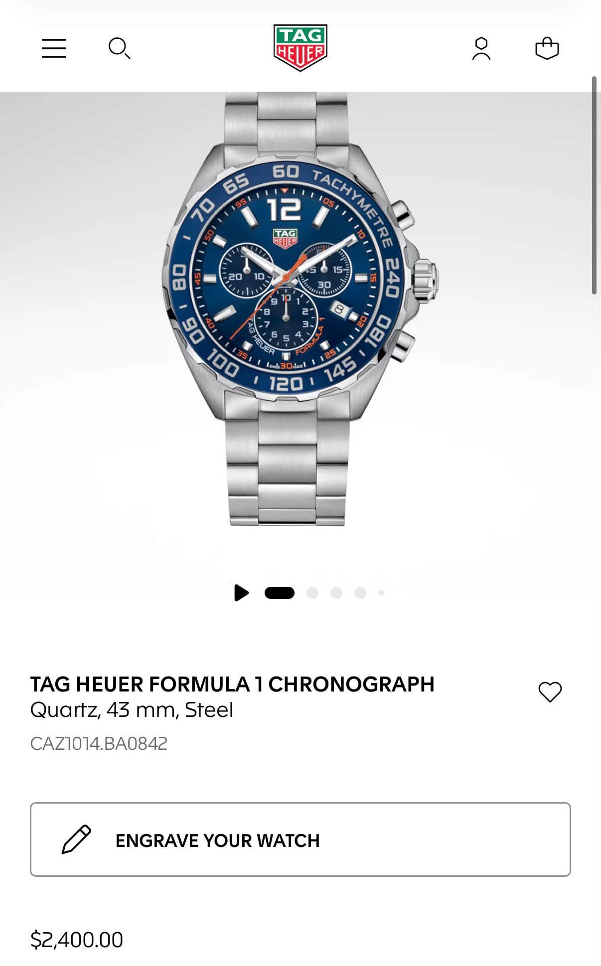 May be an image of wrist watch and text that says 'TAG HEUER TACHYMETRE TACHY 70 12 TAGI 山初茶 METRE 5 6 d 平 O 4 100 好 ₪ 020 TAG HEUER FORMULA CHRONOGRAPH Quartz, 43 mm, Steel…