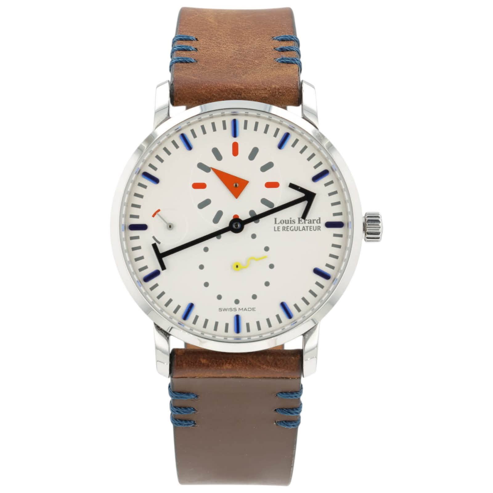 May be an image of wrist watch, leather and text