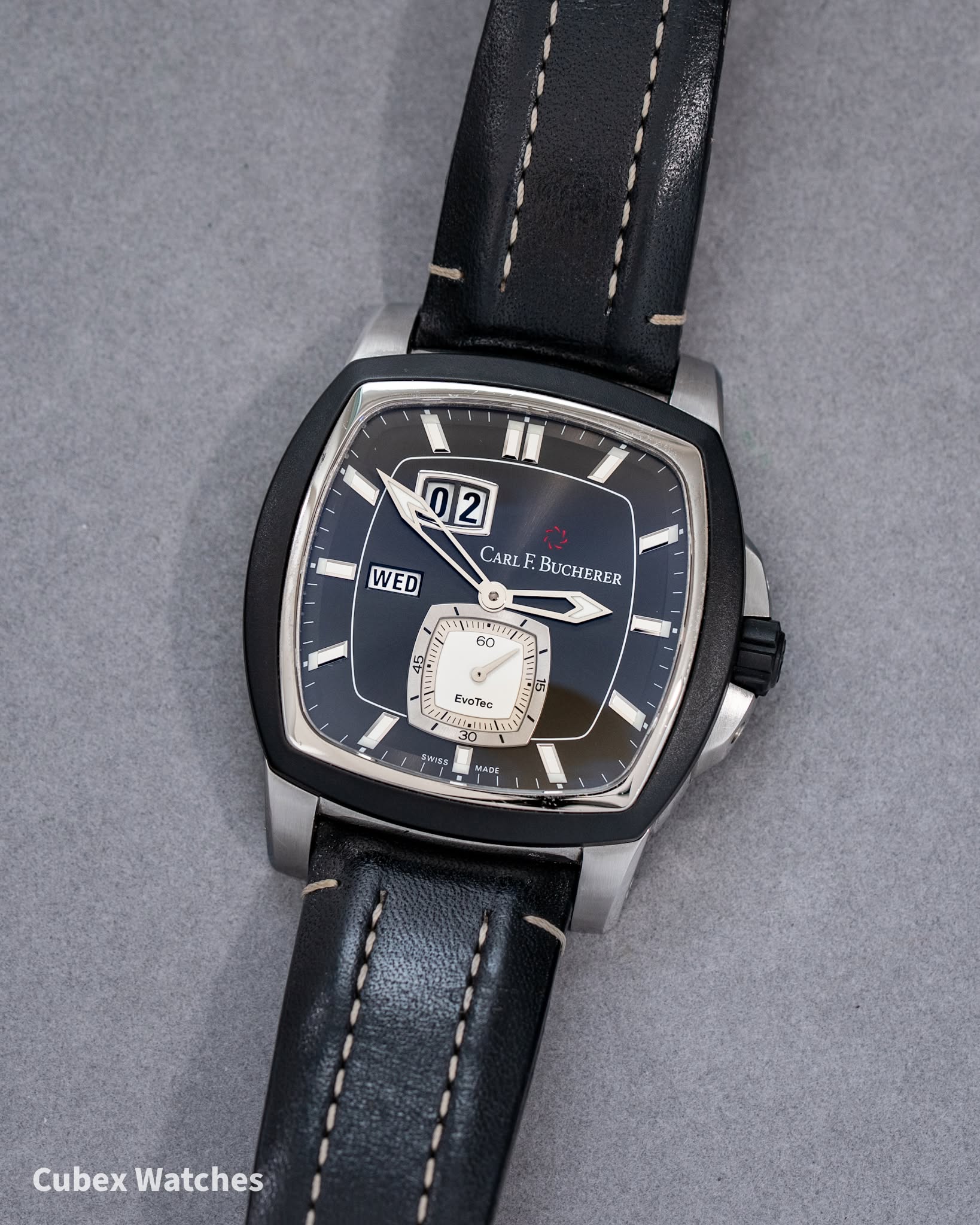 May be an image of leather, wrist watch and text