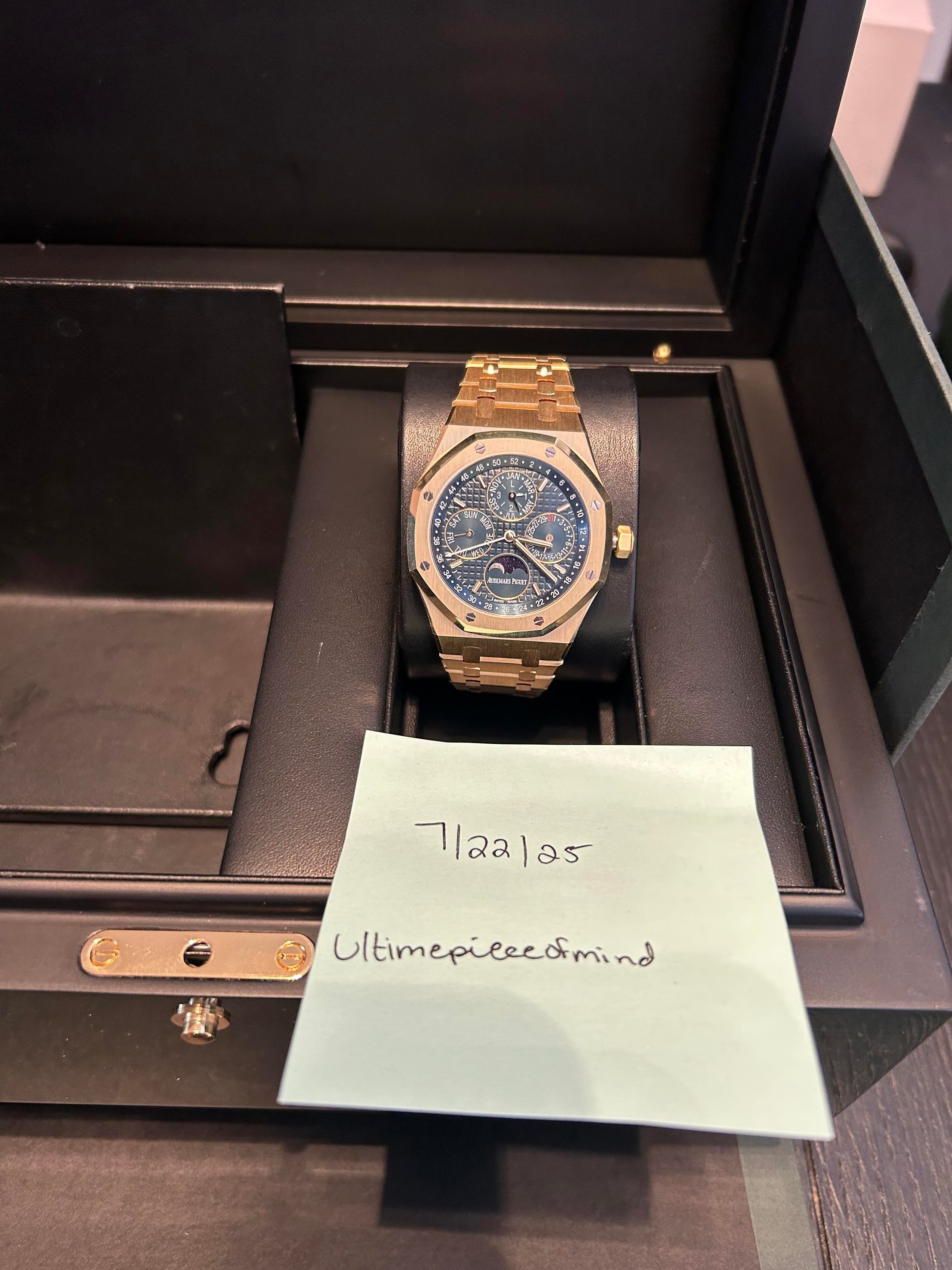 [WTS] AUDEMARS PIGUET Royal Oak Perpetual Calendar 41mm Yellow Gold Blue Dial 26574BA image