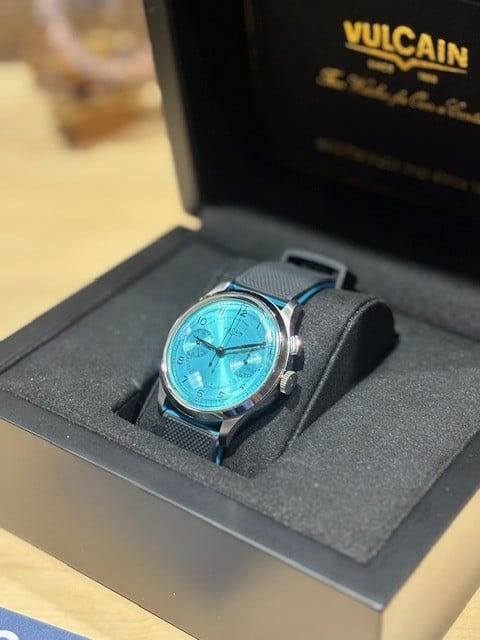 [WTS] Vulcain Heritage Monopusher Chronograph Blue Lagoon Box and Papers Near Mint image