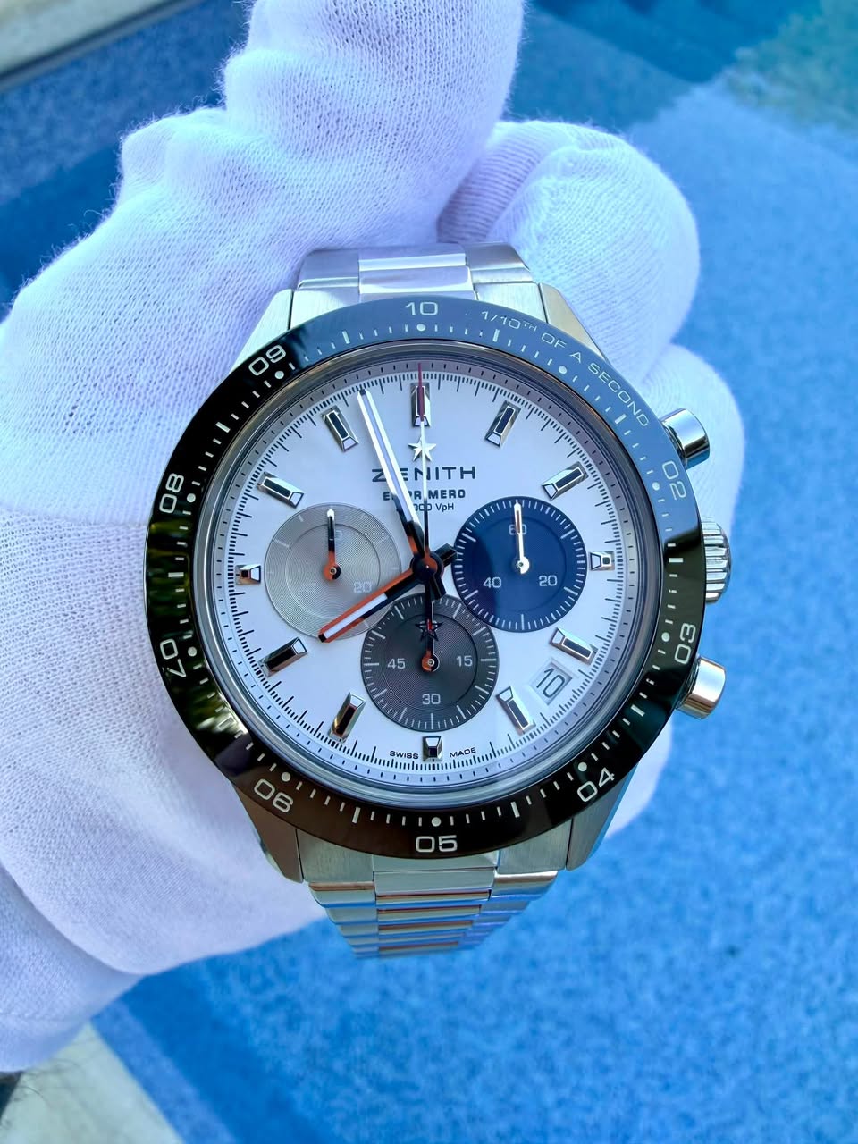 May be an image of wrist watch and text that says '10 08 0 B DE 8 ! 1/10TH OF ጣጣጠ! ! SECOND ENITH IOMERO MERO I 02 ath L0 一 i 10 Man MACE 90 O A 90 m'