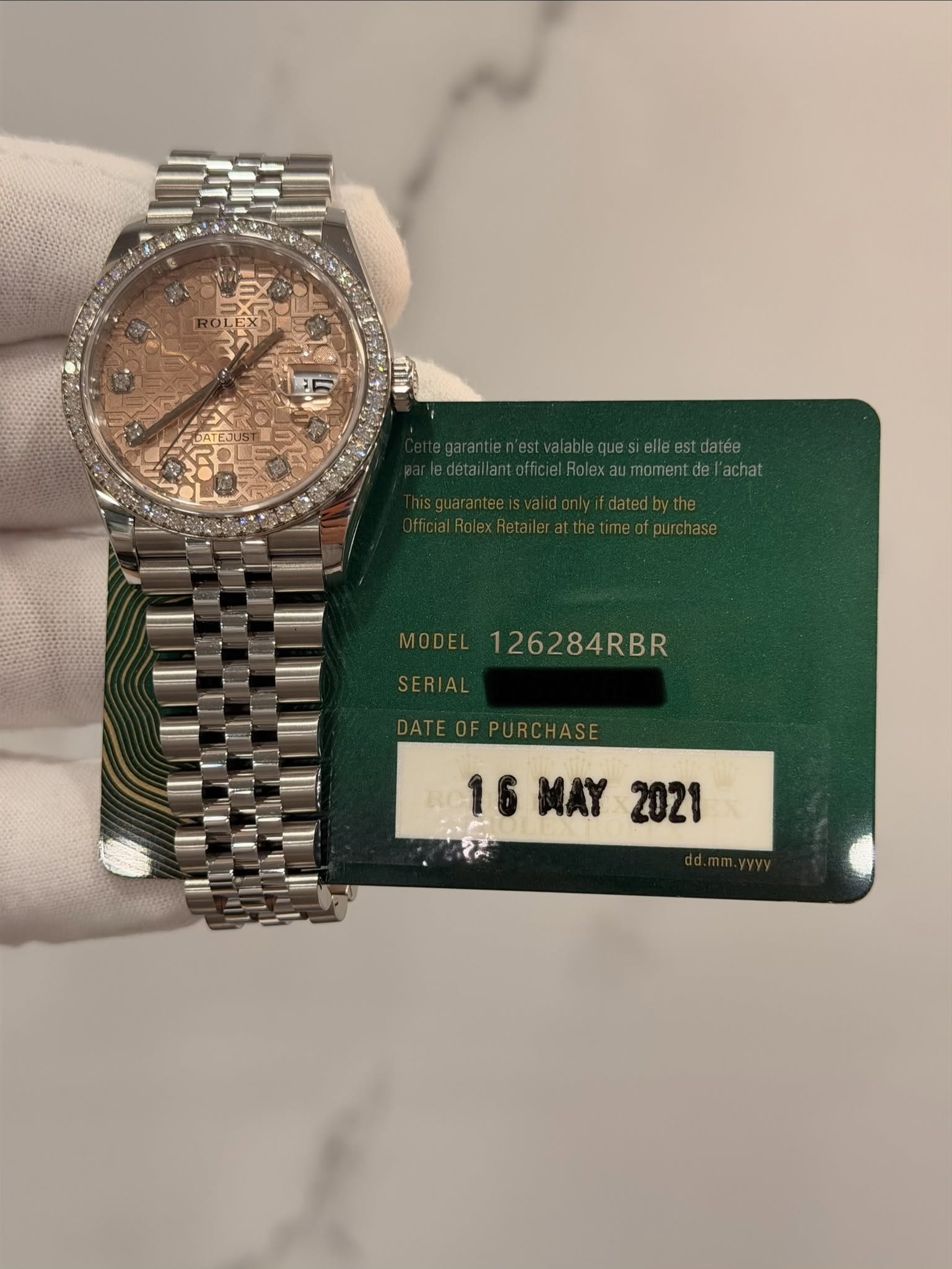 Rolex Datejust 36 Pink Anniversary Diamond Dial 126284RBR